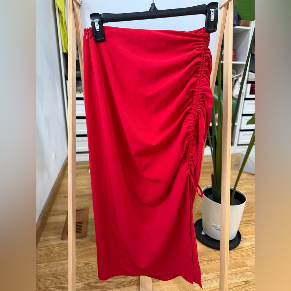 Zara Vibrant Red Asymmetrical Skirt
